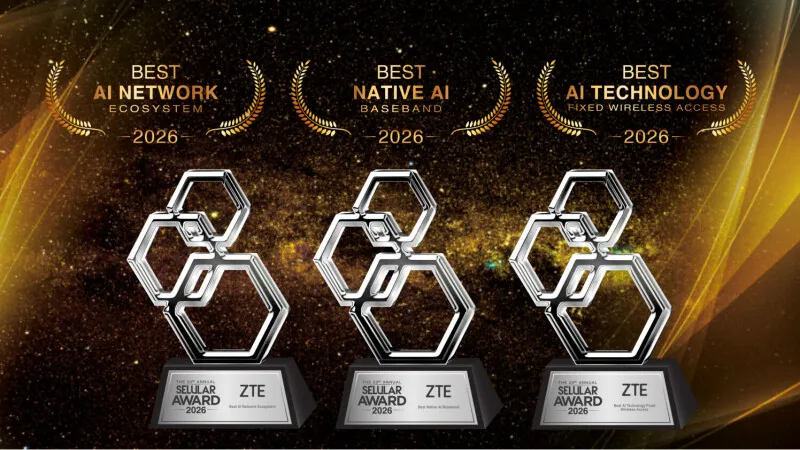 ZTE team receiving three Selular Award 2026 honors in Jakarta for AI network innovation