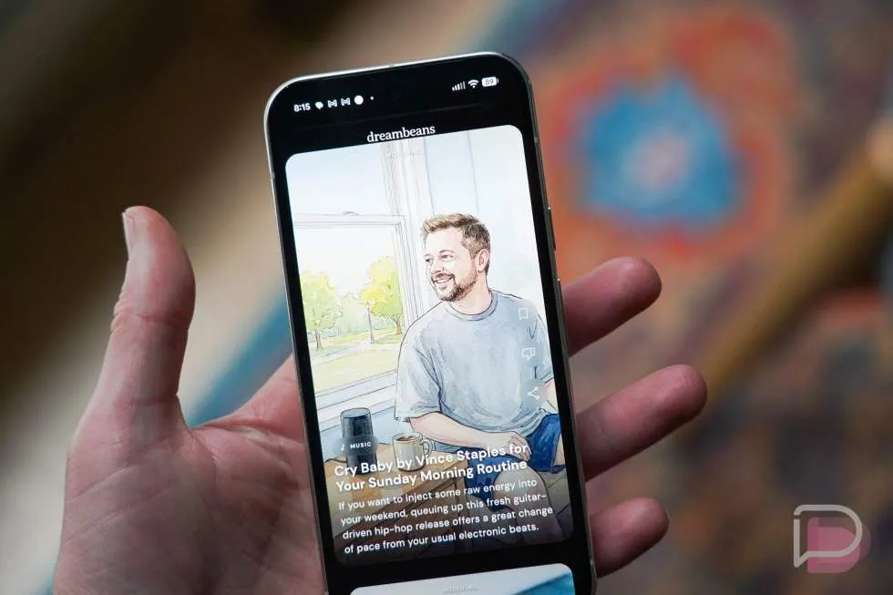 Google Dreambeans app interface promoting intentional downtime and a public waitlist for AI digital wellness tools.