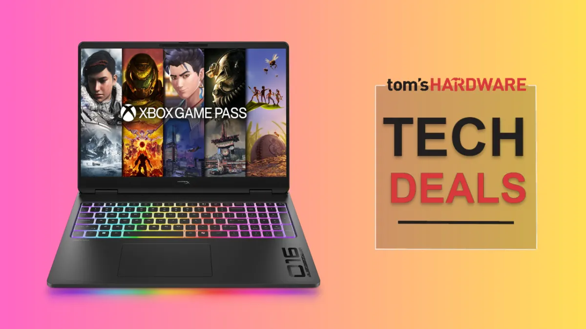 The HP Omen Max 16 gaming laptop includes an RTX 5070 Ti GPU, a 16-inch display, and 16GB of DDR5 RAM.