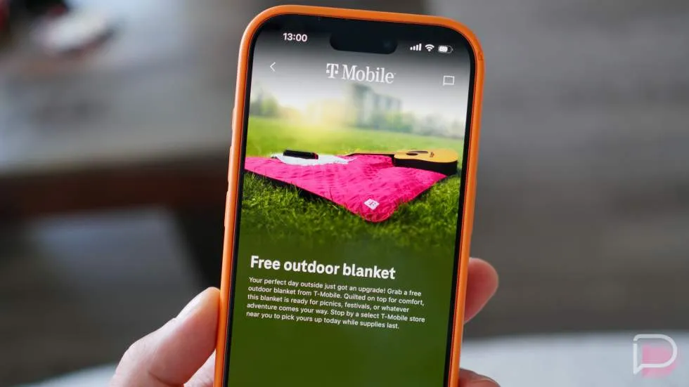 Branded outdoor blanket distributed through the T-Mobile Tuesday Blankie promotional program.