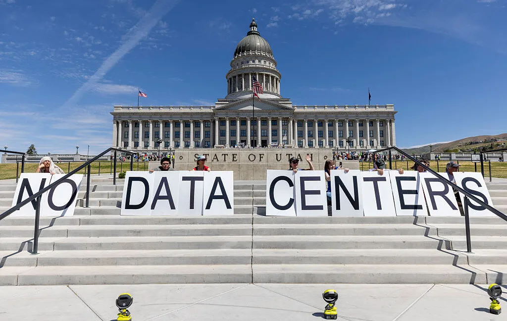 Reduced scale data center site in northern Utah reflecting revised plans amid community water and power grid concerns.