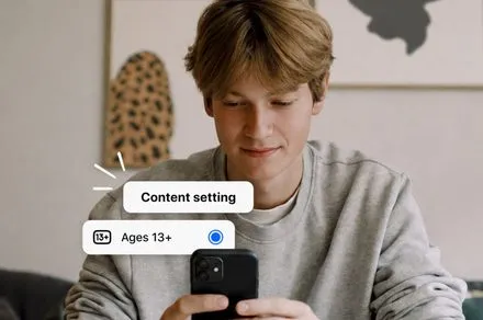 Teenagers browse social media apps while new parental controls and algorithmic filters limit repetitive content.