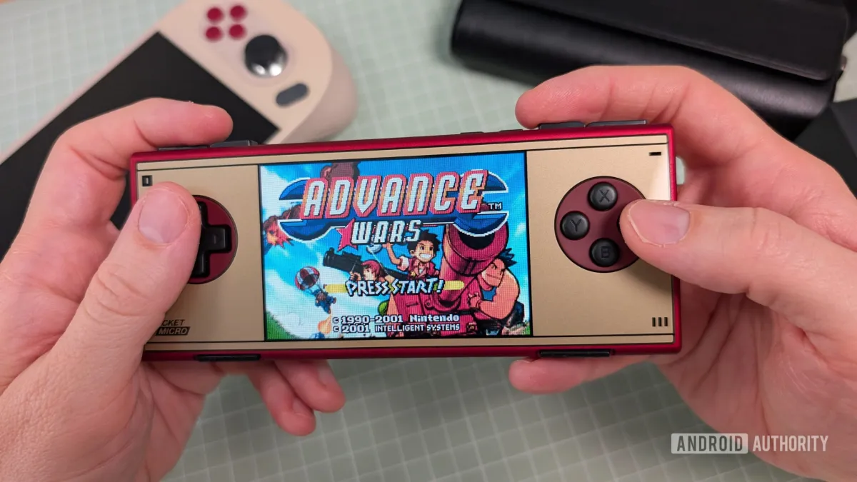 The AYANEO Pocket Micro 2 is a retro-styled handheld gaming device designed for Game Boy Advance emulation.