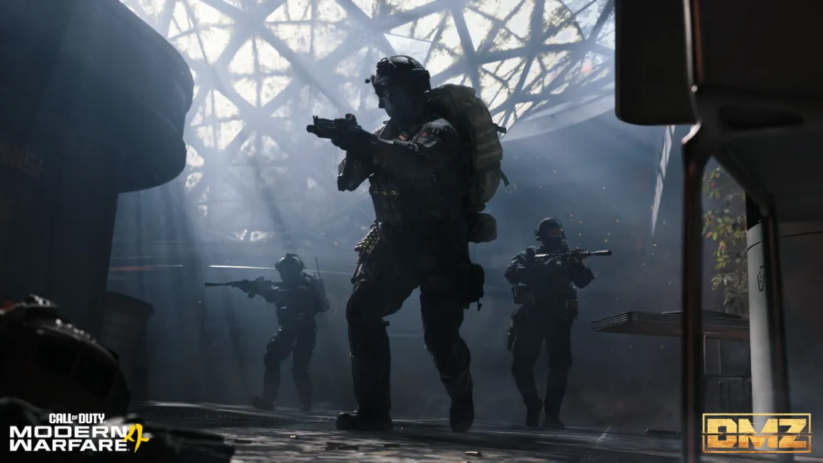 Players navigate a hostile exclusion zone while managing stealth and combat under dynamic weather conditions.
