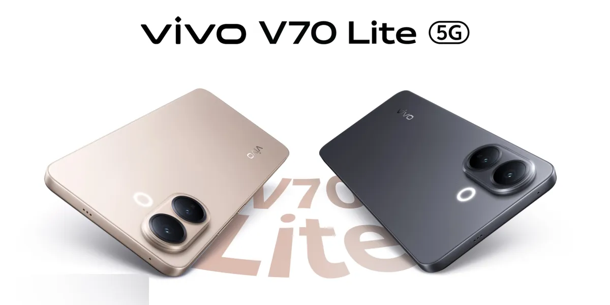 The Vivo V70 Lite smartphone features the MediaTek Dimensity 7400 processor and a 6500 mAh battery.