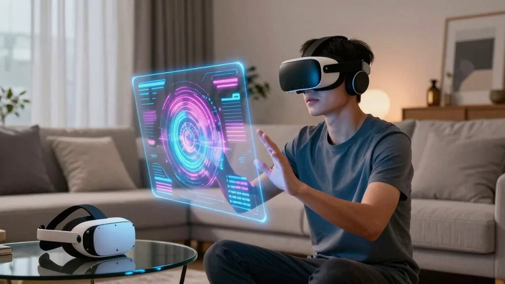 Augmented and virtual reality headsets showcase improved display resolution and advanced motion tracking technology.