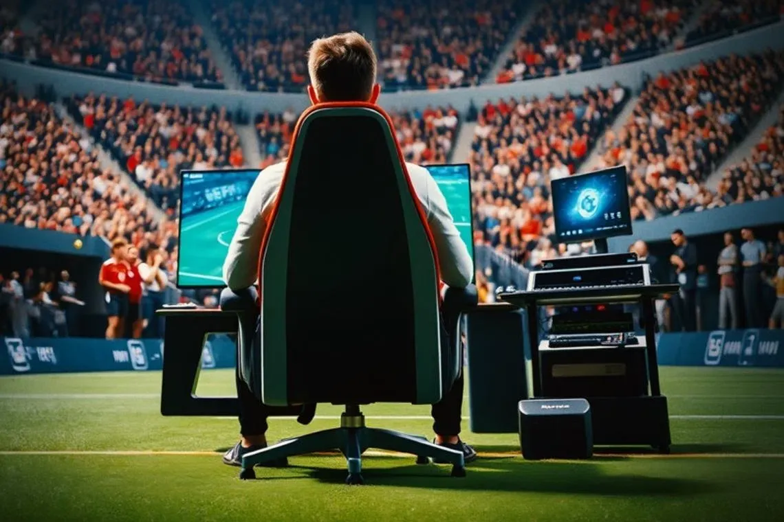 A comfortable armchair sits in a living room prepared for watching football matches