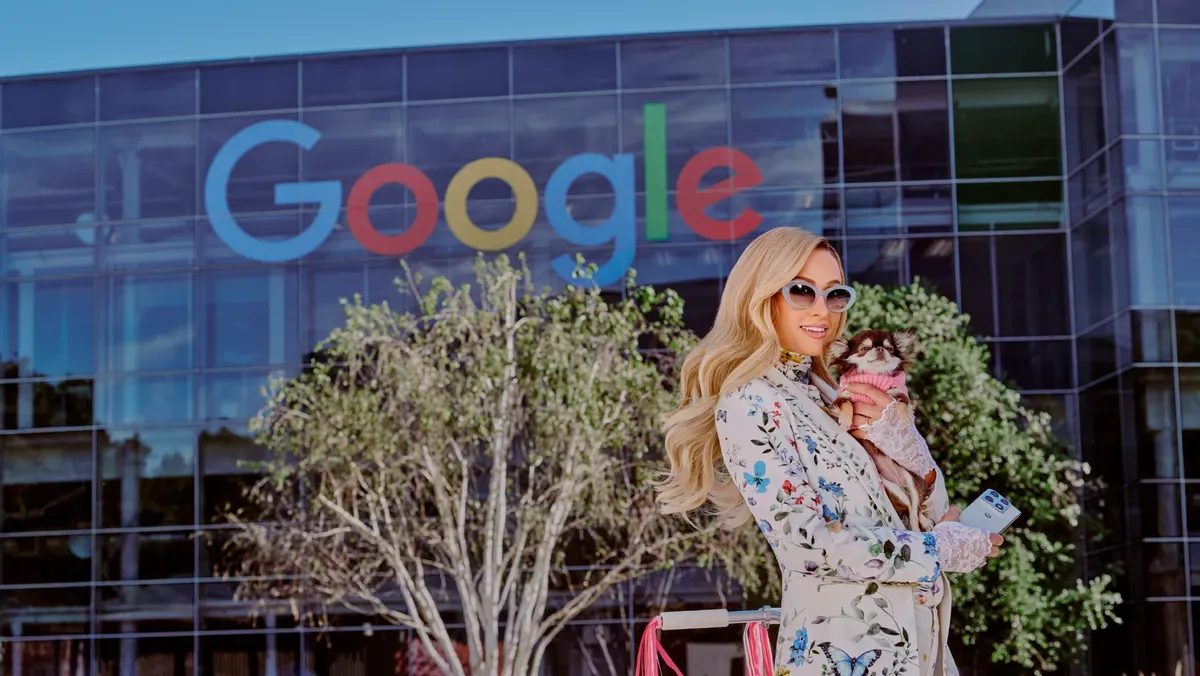 Paris Hilton demonstrates Google Gemini generating a custom Android application through natural language prompts.