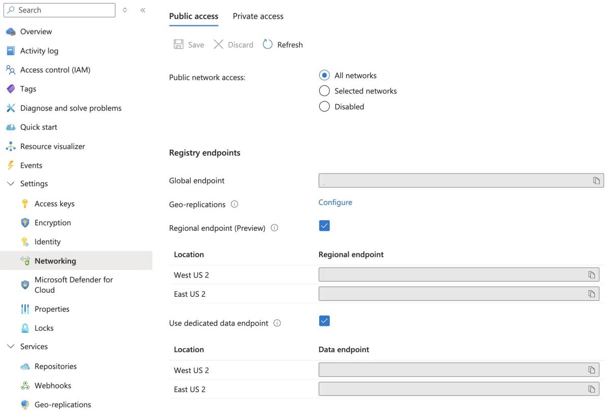Regional endpoints route Azure Container Registry traffic across geographic boundaries to reduce latency.
