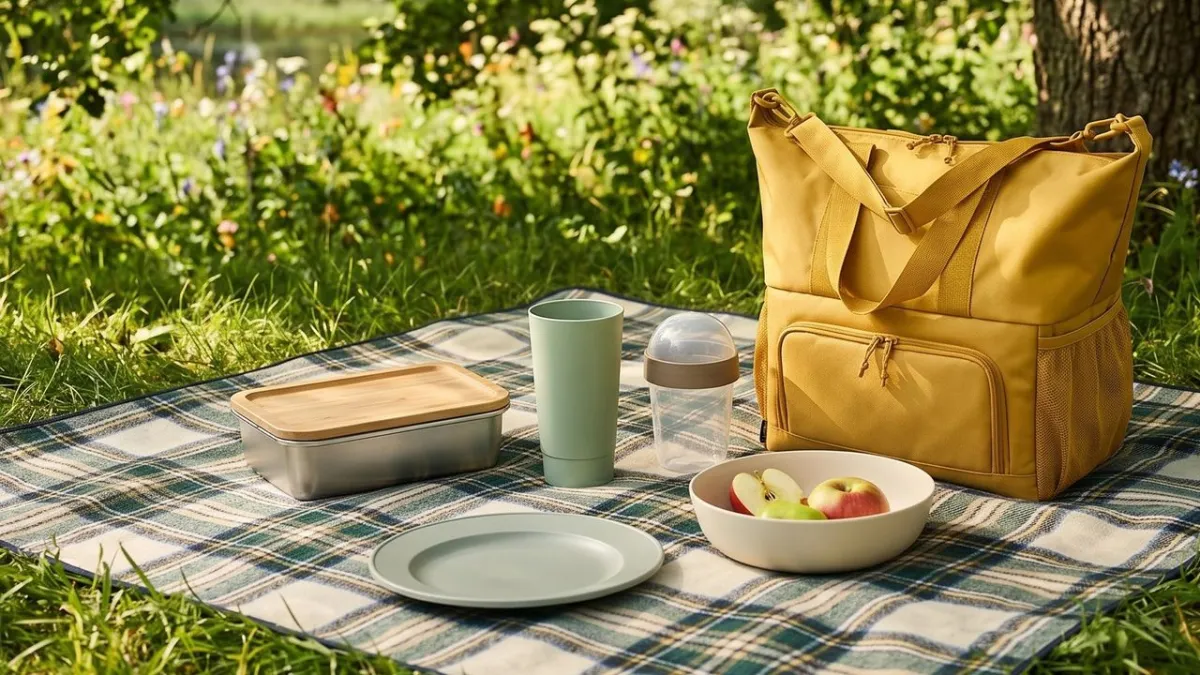 Modern IKEA outdoor dining collection featuring understated picnicware and practical furniture for contemporary use.