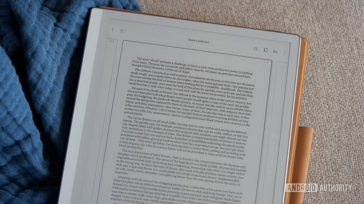 A front view of the BOOX Go 10.3 Gen II e-reader displays its monochrome E-Ink screen and slim frame.