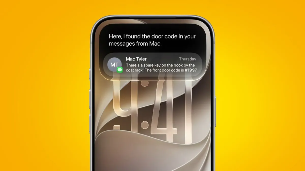 The iPhone interface demonstrates the iOS 27 swipe down gesture activating Siri instead of the Notification Center.