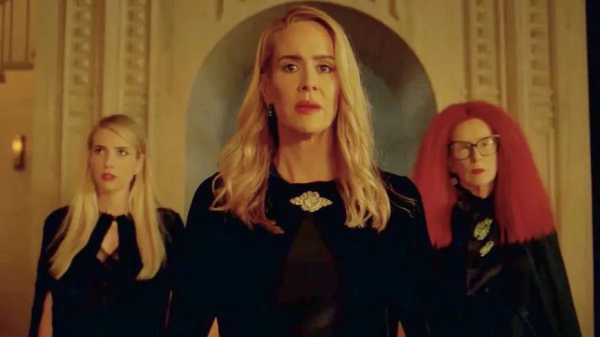 This promotional artwork features the American Horror Story Coven sequel set in New York, arriving in September 2026.