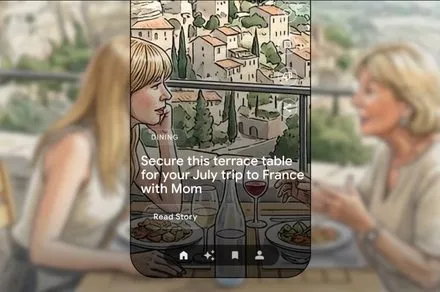 The Google Dreambeans app displays AI-generated lifestyle stories derived from user data.