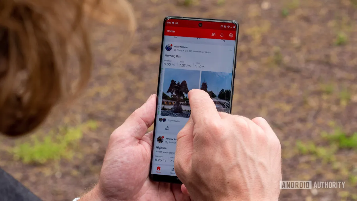The Strava application interface displays updated hiking route tracking features.