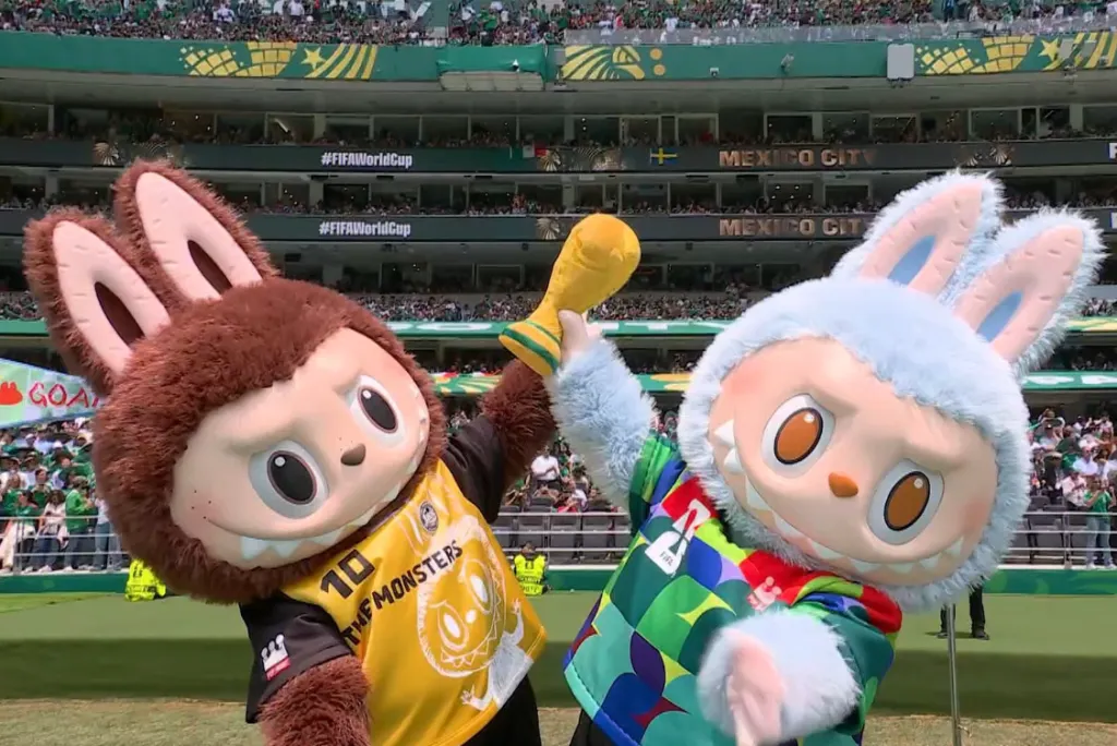 The LABUBU character appears on stage during the 2026 FIFA World Cup opening ceremony.