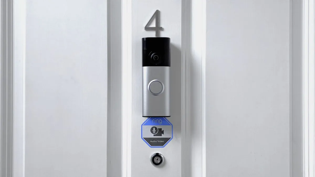 Ring Battery Video Doorbell Plus 2nd Gen showing its 2K camera lens and quick-release battery design.