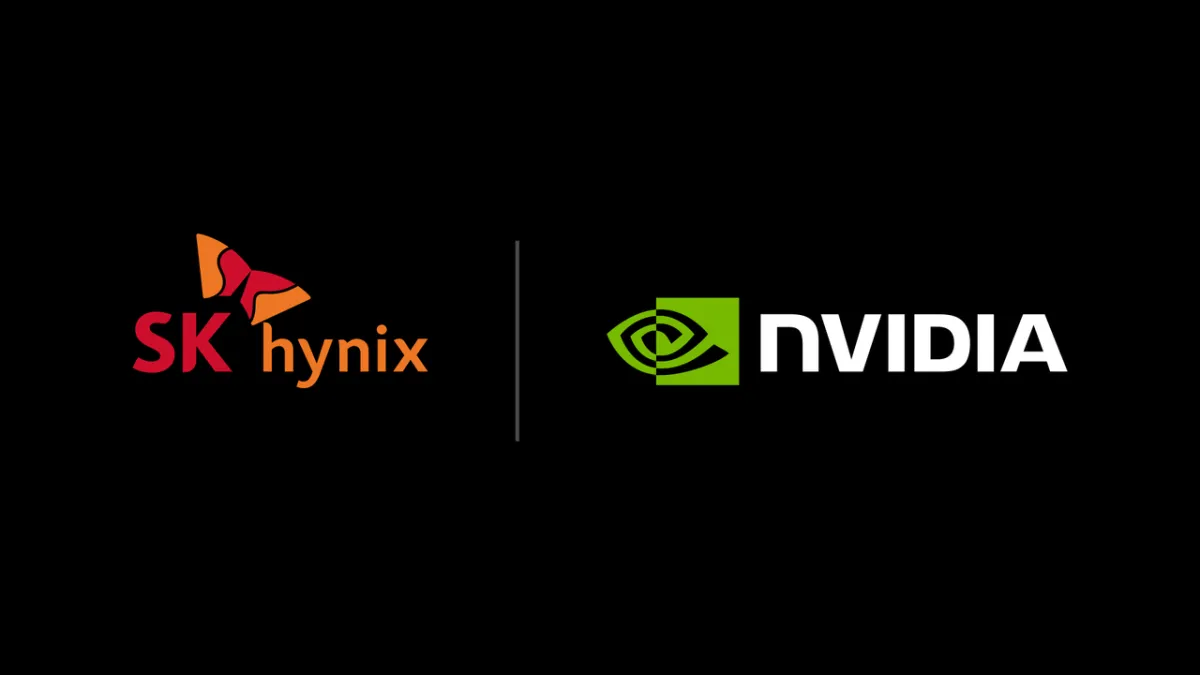 The graphic displays the Nvidia and SK Hynix logos representing their advanced memory collaboration.