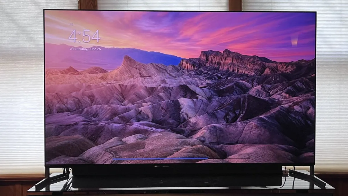 The Sony Bravia 6 OLED television showcases its slim profile and rear connectivity panel.