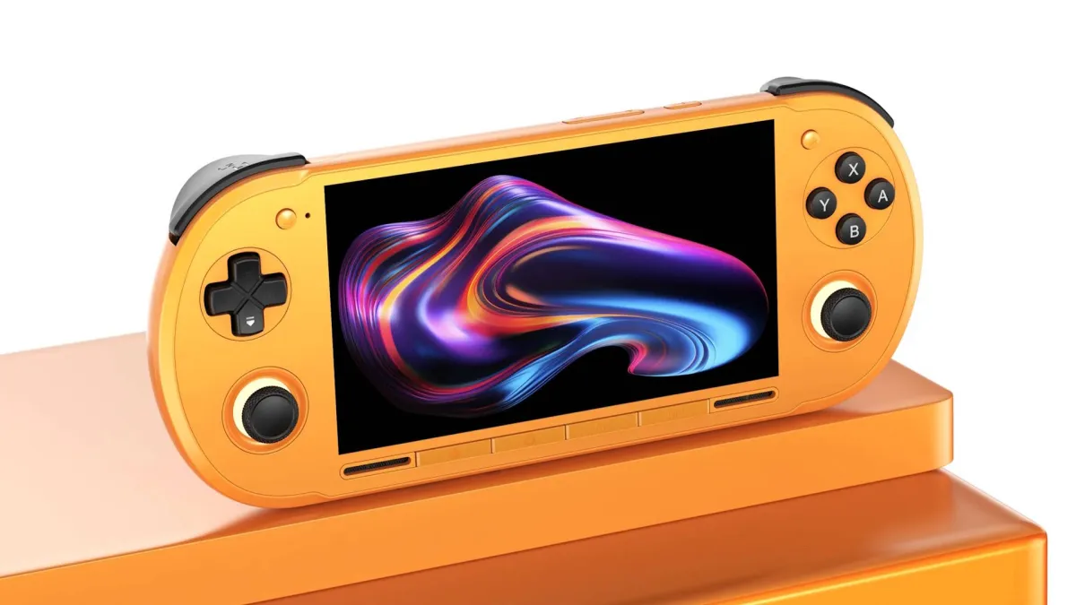The Retroid Pocket 6 handheld gaming console features twelve gigabytes of RAM and a compact chassis.