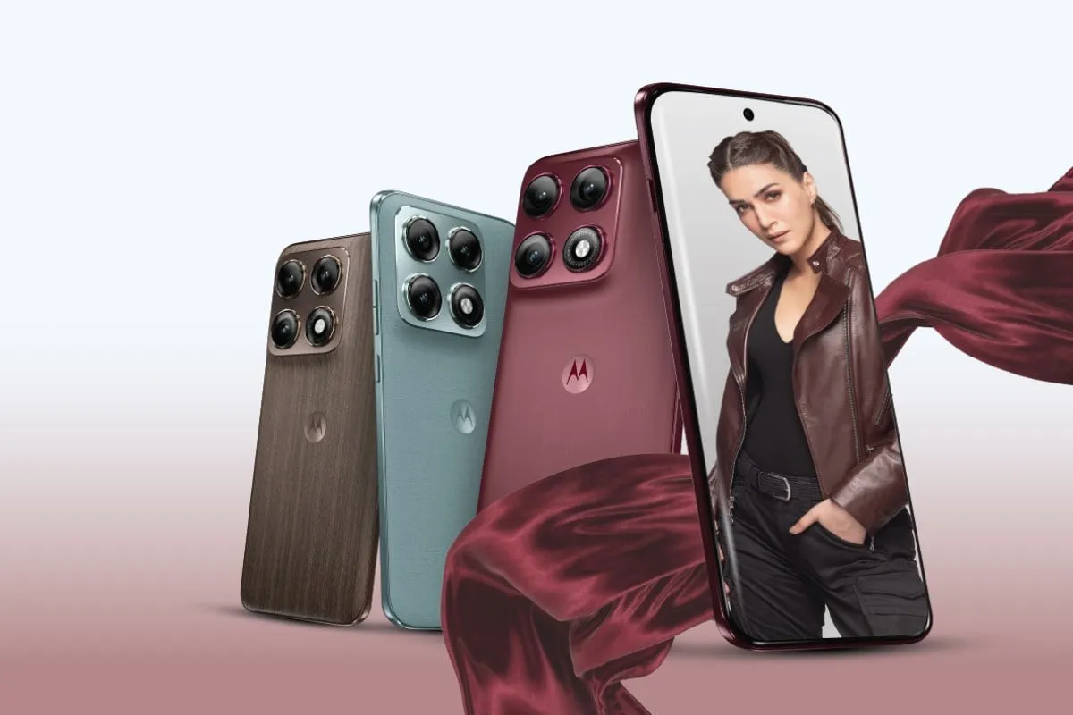 The Motorola Edge 70 Pro+ smartphone is shown from the front with its display active.