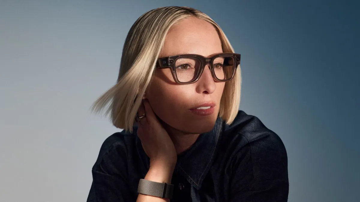 Modified Meta Ray-Ban smart glasses display exposed circuitry and a bypassed camera indicator.