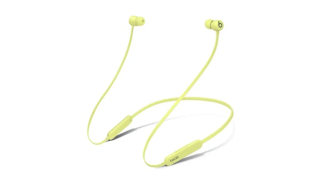 Beats Flex wireless earbuds displayed in four distinct color options.