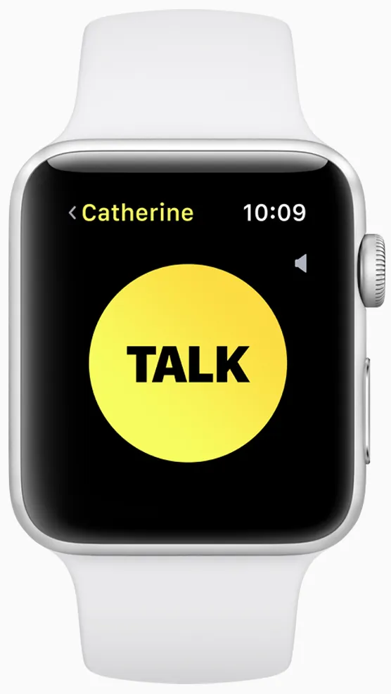 The Apple Watch interface displays the removal of the Walkie-Talkie app in the watchOS 27 beta update.
