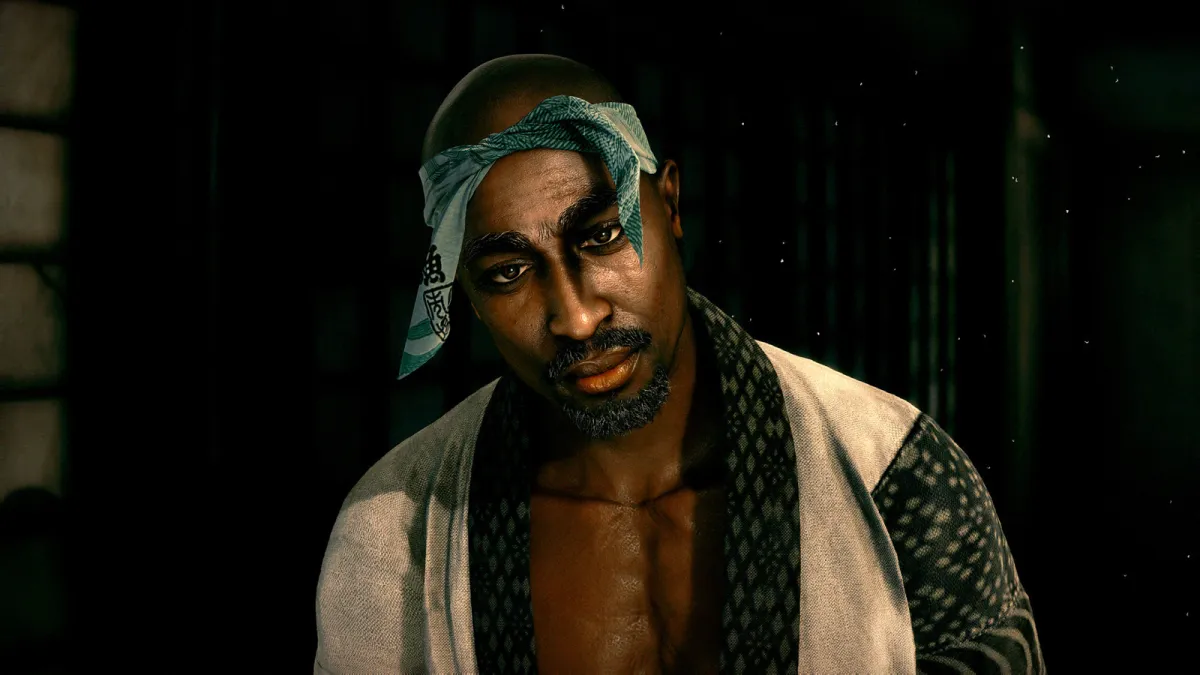 Digital rendering of Tupac Shakur appearing as a character in the upcoming video game Stranger Than Heaven.