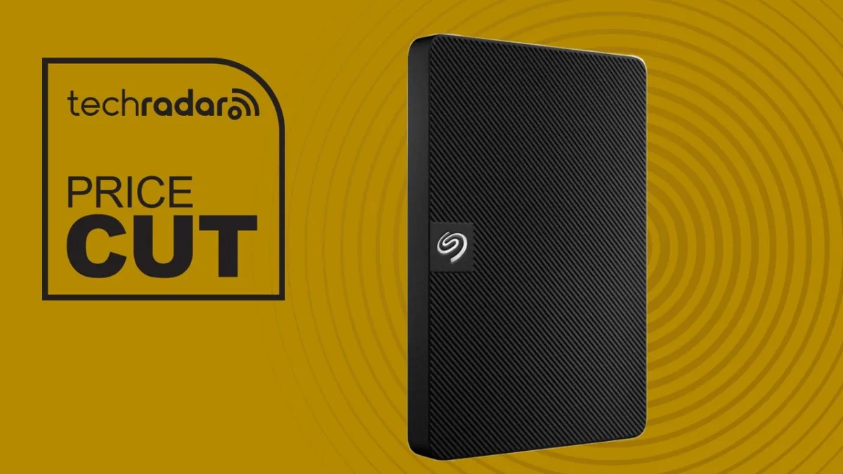 Seagate Expansion 2TB Portable Hard Drive compact design with USB connector.