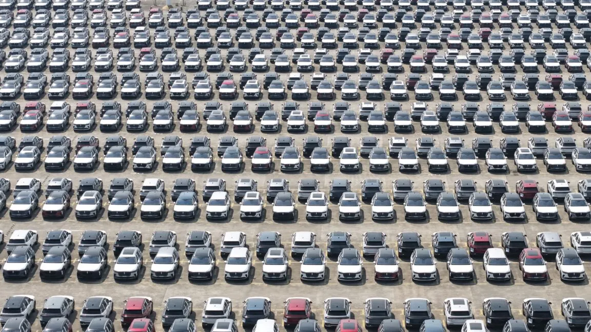 Chinese branded vehicles parked at a dealership