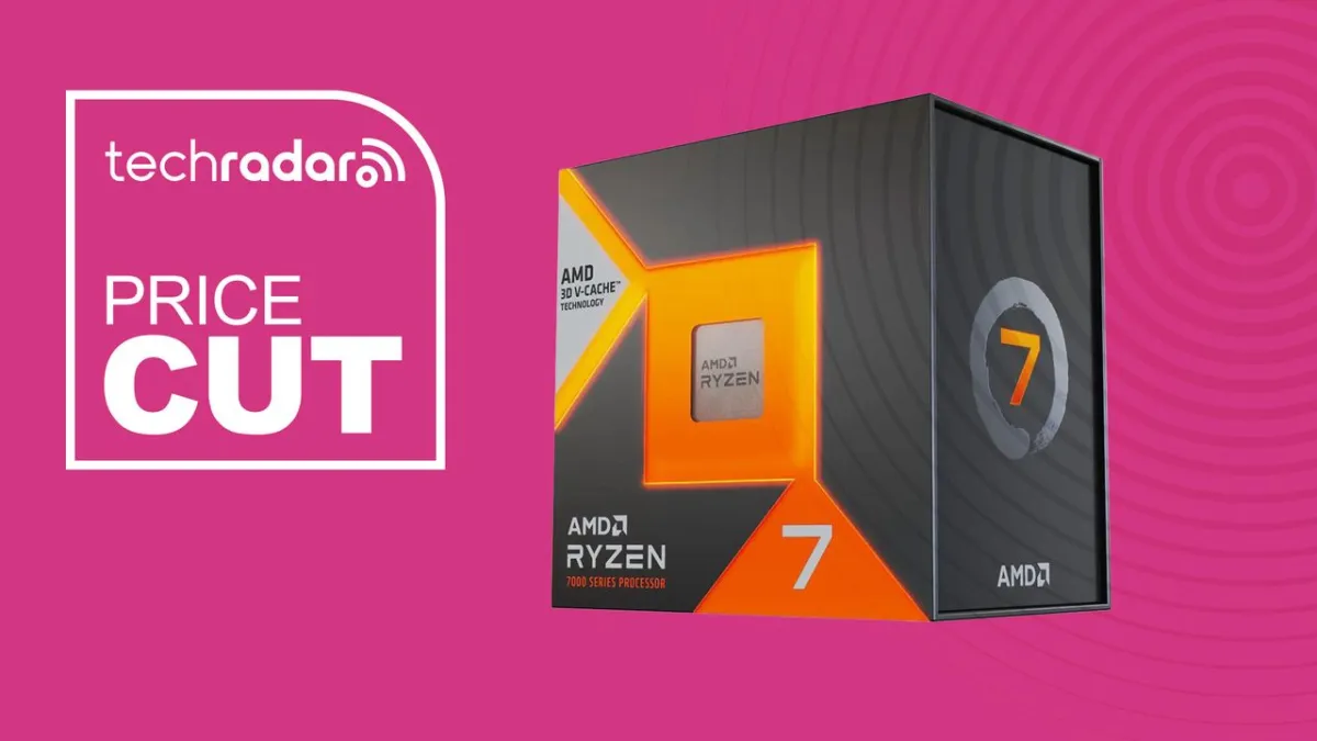 The AMD Ryzen 7 7800X3D processor is displayed with its retail packaging.