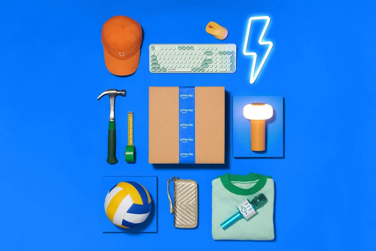A calendar marking June 23 through June 27 sits beside a shopping cart filled with electronics and household items.