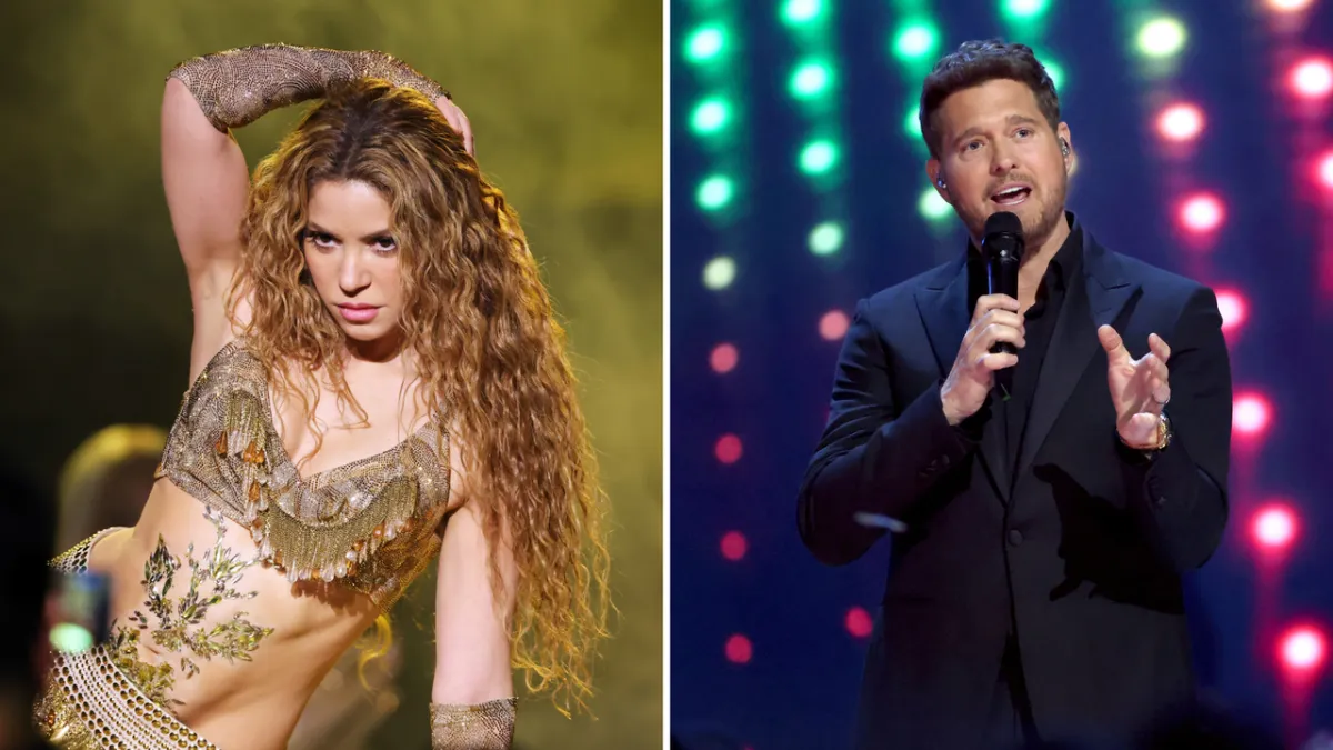 Michael Buble, Shakira, Burna Boy and Katy Perry performing at the 2026 FIFA World Cup opening ceremony.