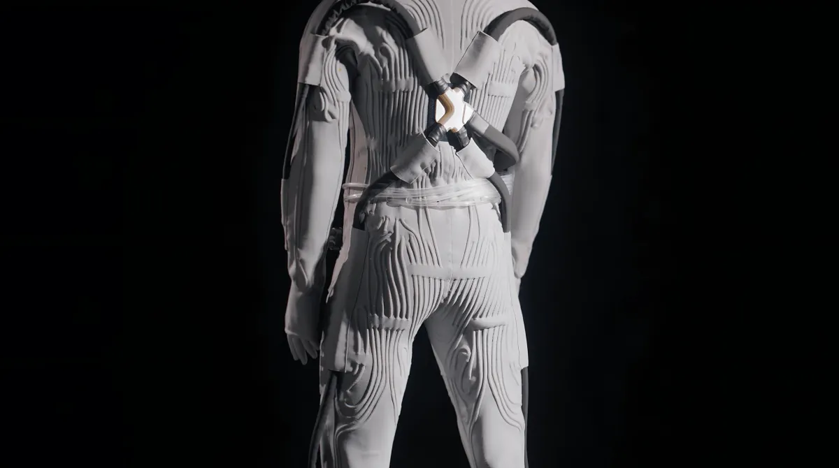 Liquid Cooling and Ventilation Garment circulates cold water through tubes to manage astronaut heat during Artemis IV.