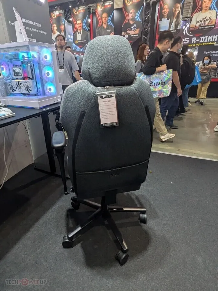 TX3 Core 360 gaming chairs and XTC office models display adaptive lumbar support technology at Computex 2026.