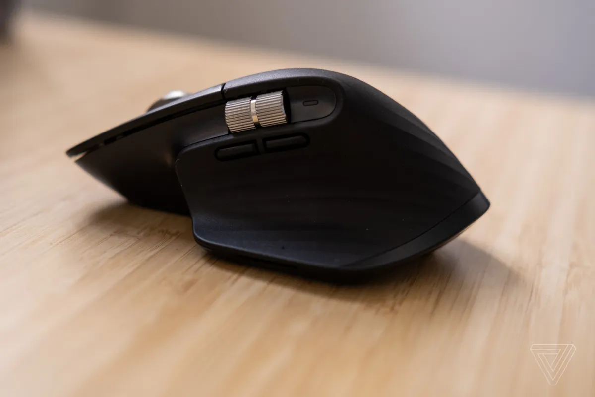 The Logitech MX Master 3S wireless mouse features a dual scroll wheel and quiet click switches.