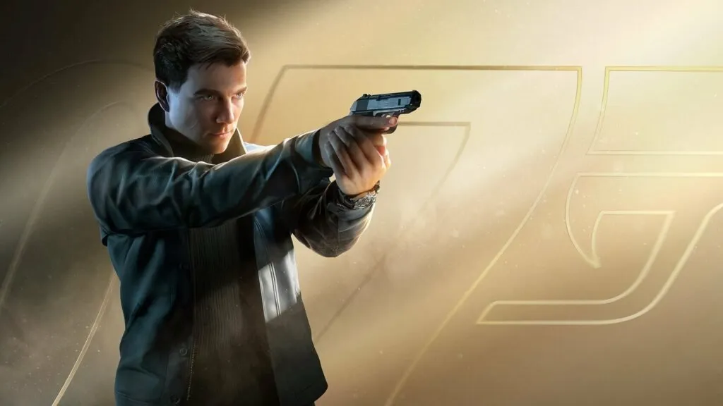 Amazon corporate logo displayed next to James Bond video game promotional artwork