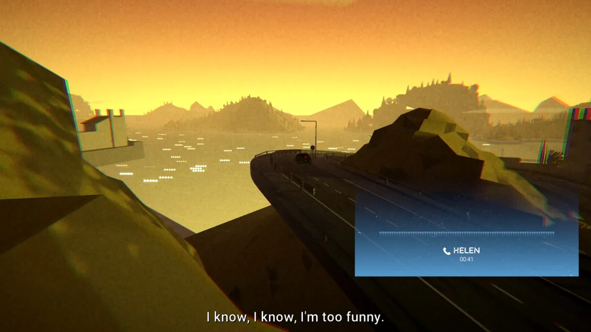 A character drives through a procedurally generated landscape in the Ithaca RPG.