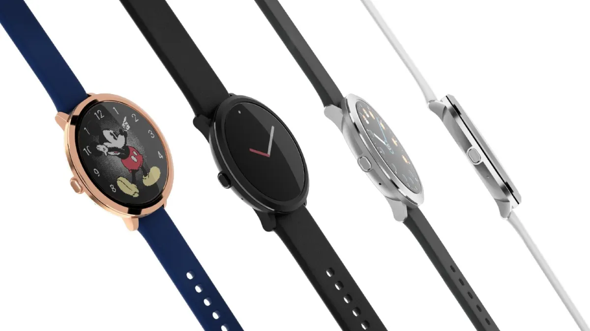 Pebble Round 2 smartwatch on a charging dock