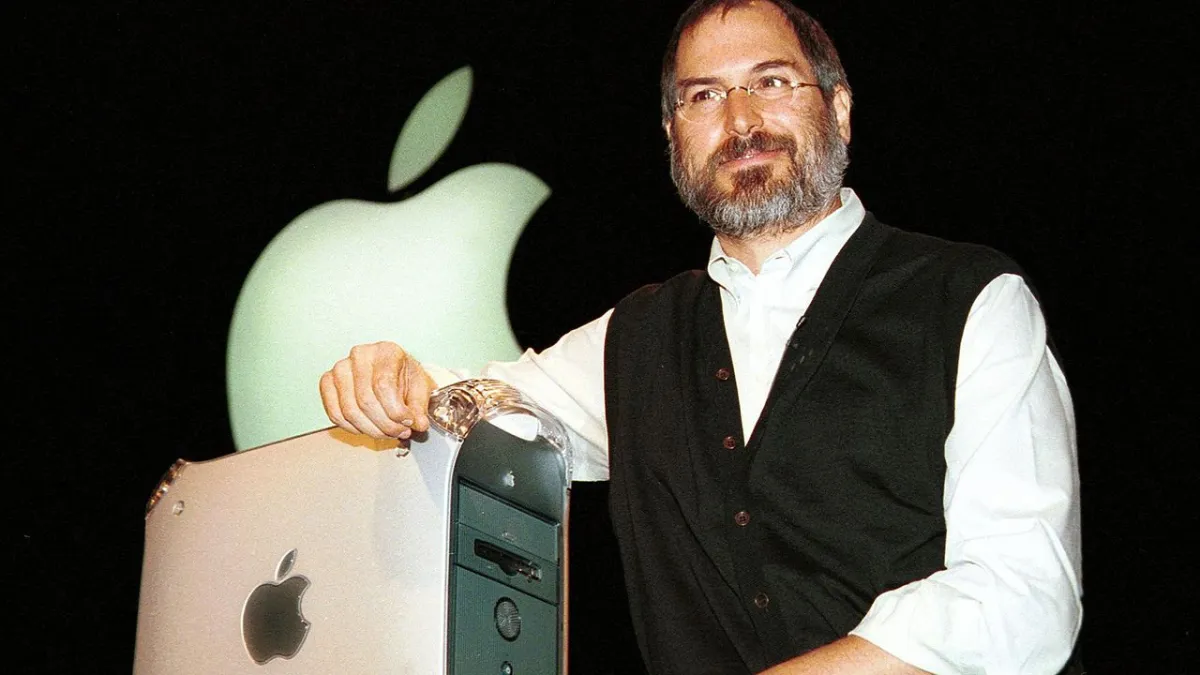 A Power Mac G4 desktop computer featuring its signature translucent blue and white casing.