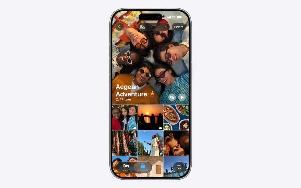 Apple iCloud Shared Albums interface on an Android device screen