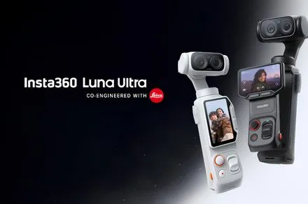 The compact dual-lens camera features an integrated gimbal system for 8K mobile video recording.