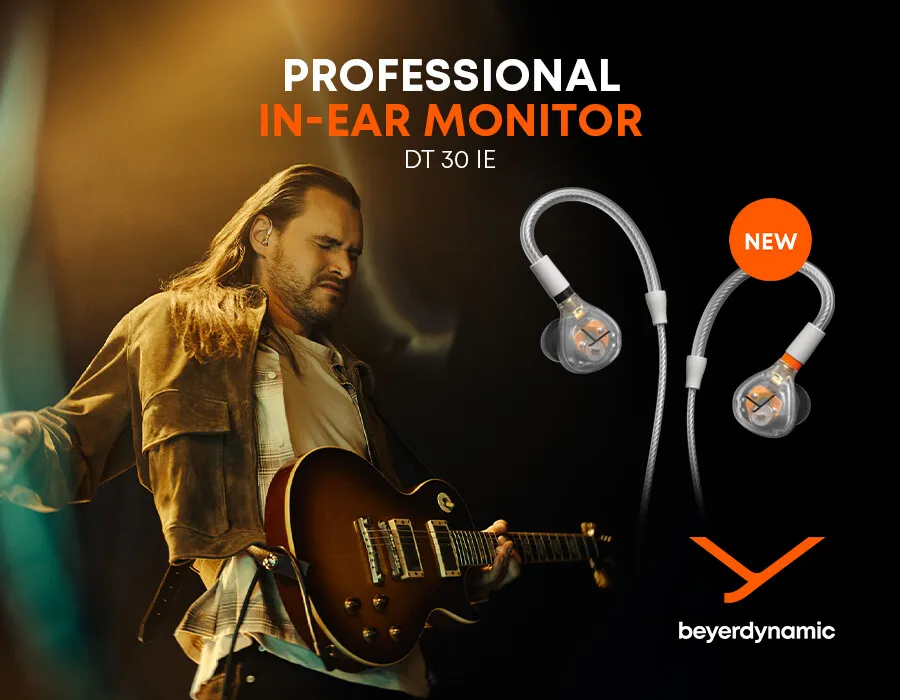 The Beyerdynamic DT 30 IE in-ear monitor features IP54 certification and balanced audio drivers.