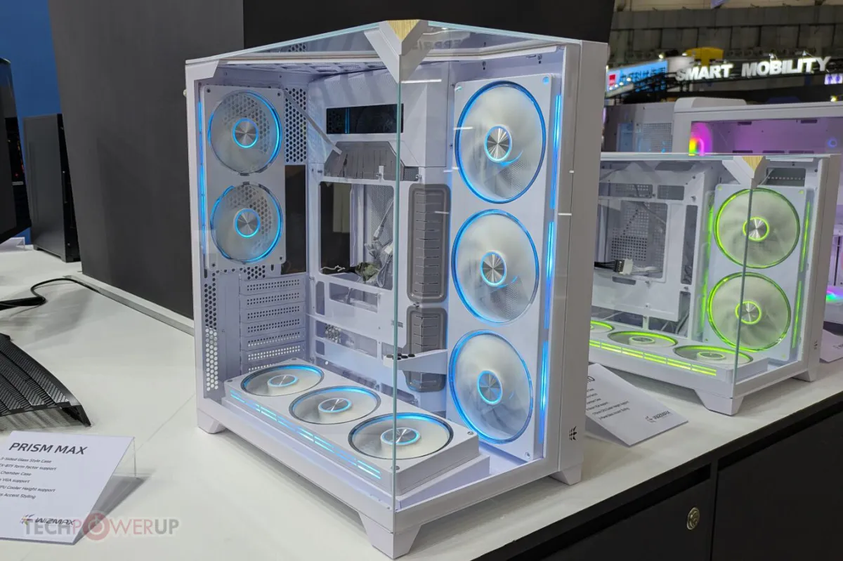 WizMax displays new dual-chamber PC cases and the Calux aluminium keyboard at Computex 2026.