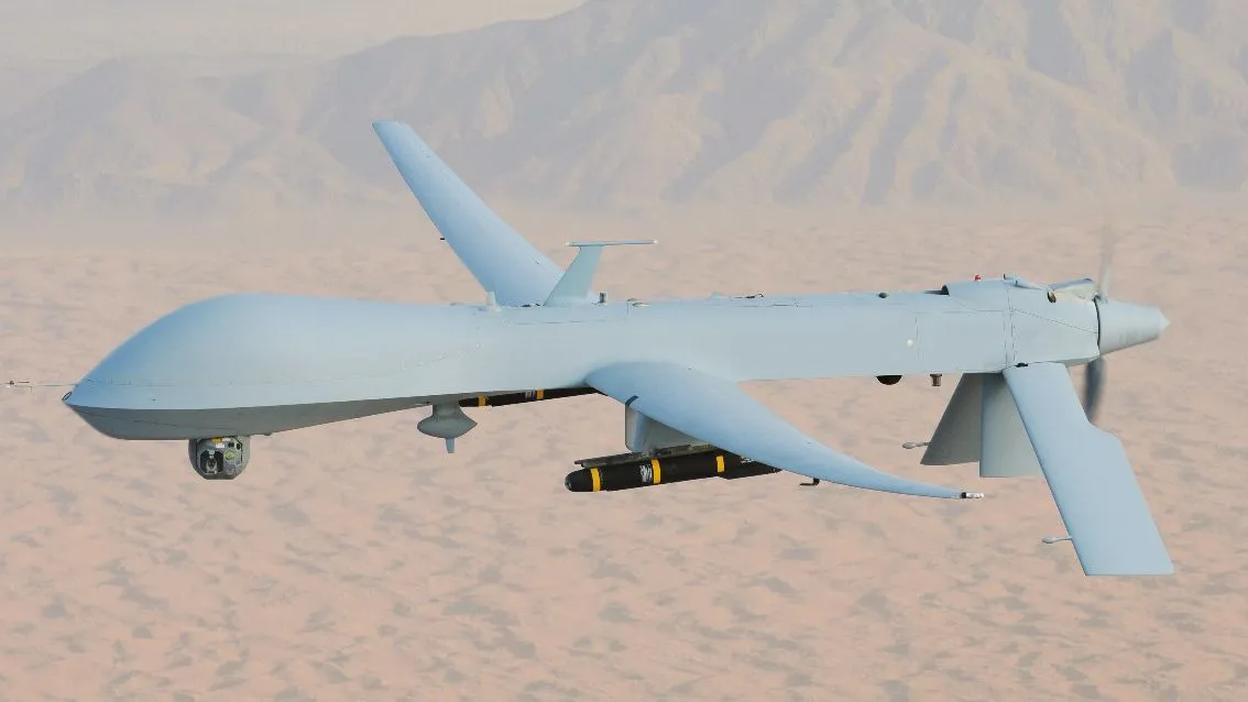 Close-up of specialized radar-absorbing spray coating applied to a drone fuselage.