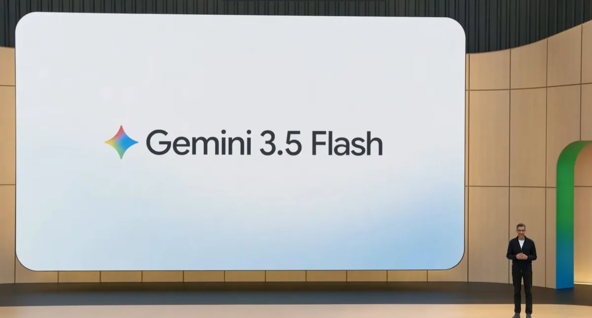 The chart displays Gemini 3.5 Flash benchmark results for Android coding tasks alongside its updated API pricing.