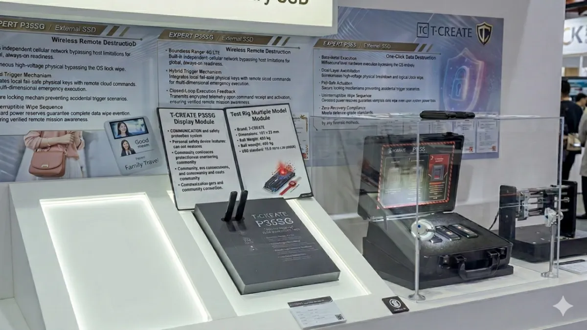 The Teamgroup T-CREATE EXPERT P35SG external drive features a built-in 4G LTE modem for remote hardware data destruction.
