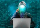 A digital network illustration shows interconnected security shields and threat indicators representing modern cyber risks.