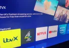 A television screen displays the ITV X application interface on a Sky Glass device.